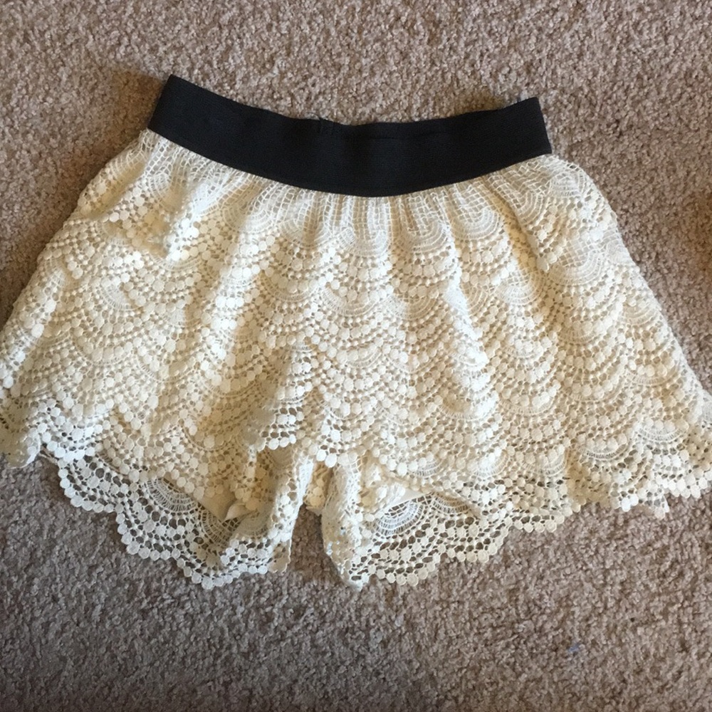 Ivory lace shorts